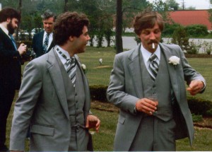 Norm and I in our usual pose back then. Cigarettes and scotch in our hands, smiles on our faces. Wedding receprtion, June 6, 1981, Samuel's Grand Manor, Clarence, NY